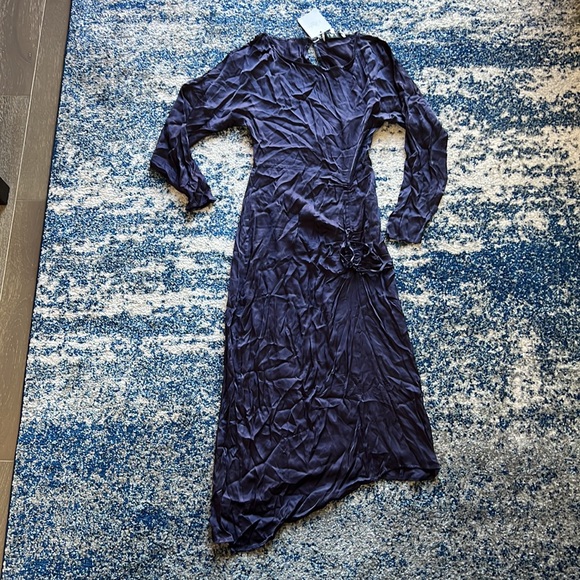 L'Academie Long Sleeve Midi Dress in Navy Small - Picture 4 of 9